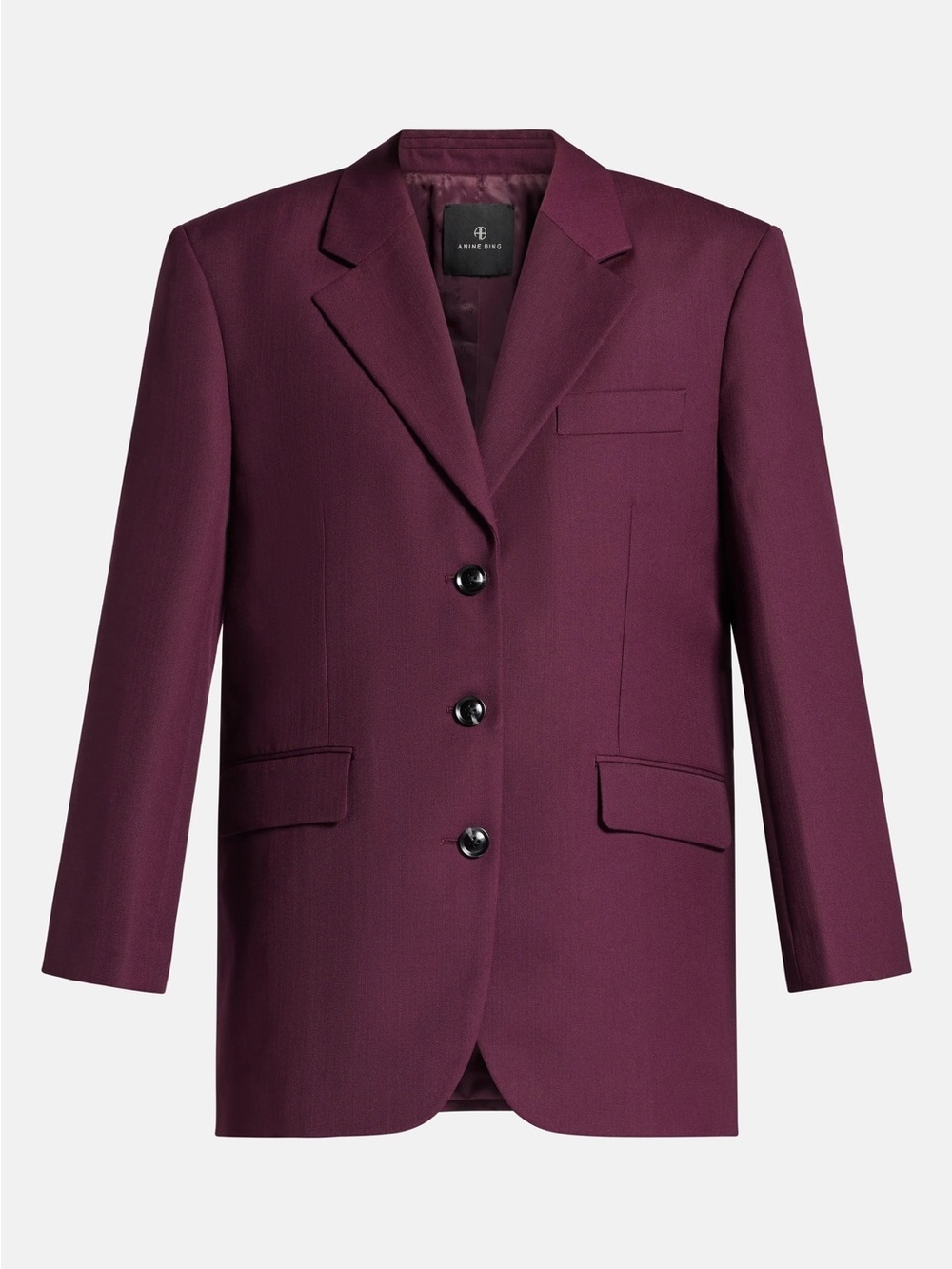 Anine Bing Sara Wool Blazer in Burgundy (XS)
